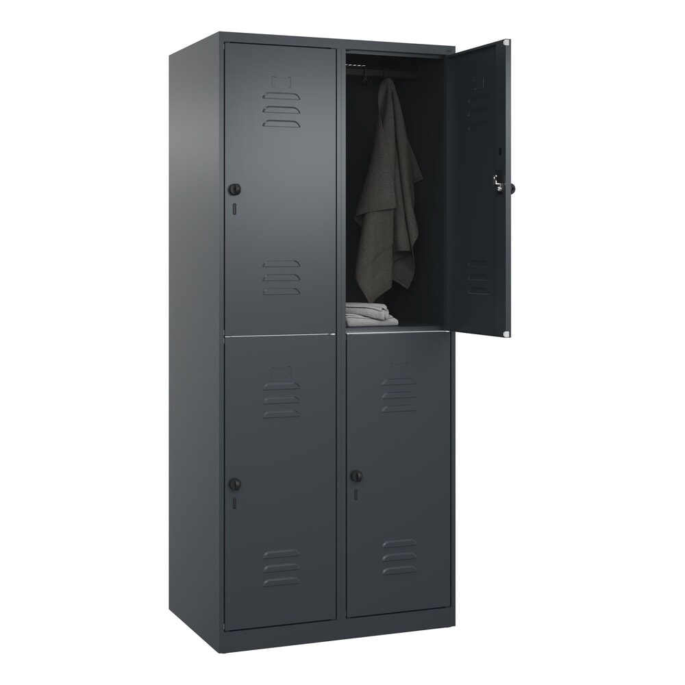N° de l'image du produit 10 : C+P Doppelstock-Spind Classic PLUS, 2 Abteile, HxBxT 1.850 x 800 x 500 mm, anthrazitgrau, anthrazitgrau, für Vorhängeschloss, 4 Fächer