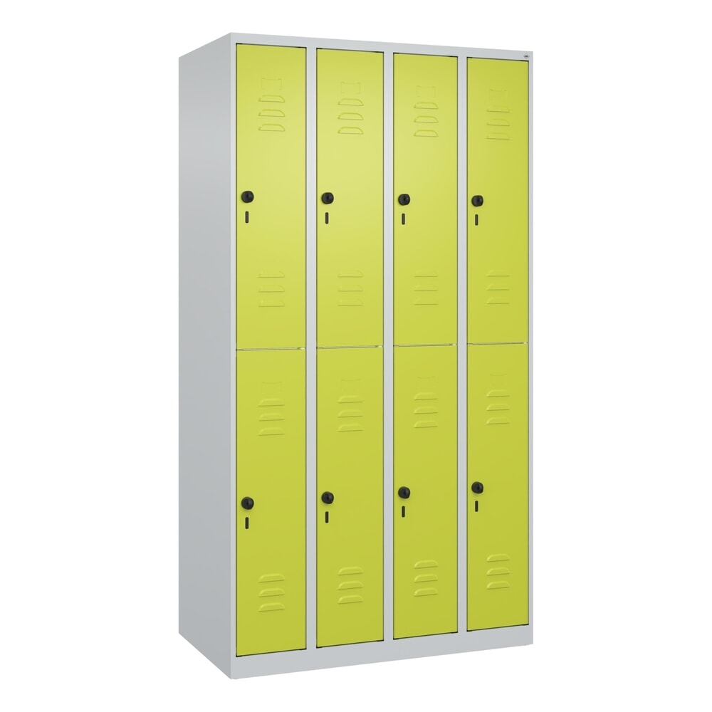 C+P Doppelstock-Spind Classic PLUS, 4 Abteile, HxBxT 1.850 x 1.000 x 500 mm, lichtgrau, clowngrün, für Vorhängeschloss, 8 Fächer N° de l'image du produit 9 : C+P Doppelstock-Spind Classic PLUS, 4 Abteile, HxBxT 1.850 x 1.000 x 500 mm, lichtgrau, clowngrün, für Vorhängeschloss, 8 Fächer