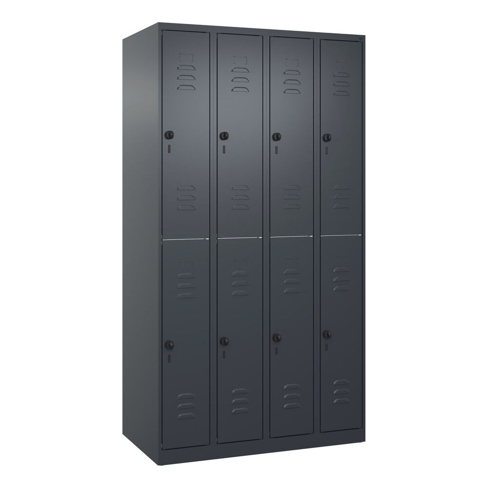 C+P Doppelstock-Spind Classic PLUS, 4 Abteile, HxBxT 1.850 x 1.000 x 500 mm, anthrazitgrau, anthrazitgrau, für Vorhängeschloss, 8 Fächer Produktabbildung Nr. 9: C+P Doppelstock-Spind Classic PLUS, 4 Abteile, HxBxT 1.850 x 1.000 x 500 mm, anthrazitgrau, anthrazitgrau, für Vorhängeschloss, 8 Fächer