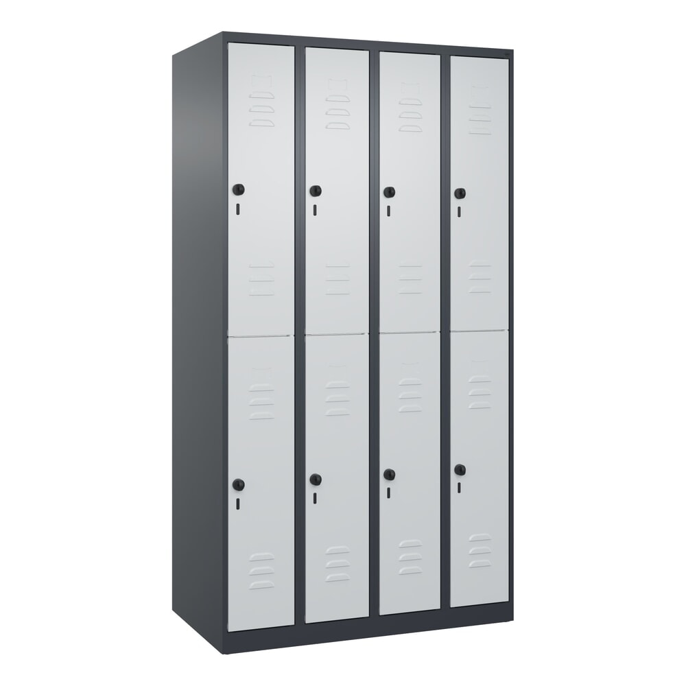 C+P Doppelstock-Spind Classic PLUS, 4 Abteile, HxBxT 1.850 x 1.000 x 500 mm, anthrazitgrau, lichtgrau, für Vorhängeschloss, 8 Fächer N° de l'image du produit 9 : C+P Doppelstock-Spind Classic PLUS, 4 Abteile, HxBxT 1.850 x 1.000 x 500 mm, anthrazitgrau, lichtgrau, für Vorhängeschloss, 8 Fächer