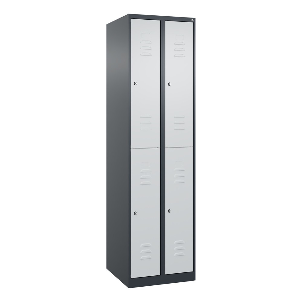 Produktabbildung: C+P Doppelstock-Spind Classic PLUS, 1-4 Abteile, 2-8 Fächer, HxT 1.850 x 500 mm, Zylinderschloss