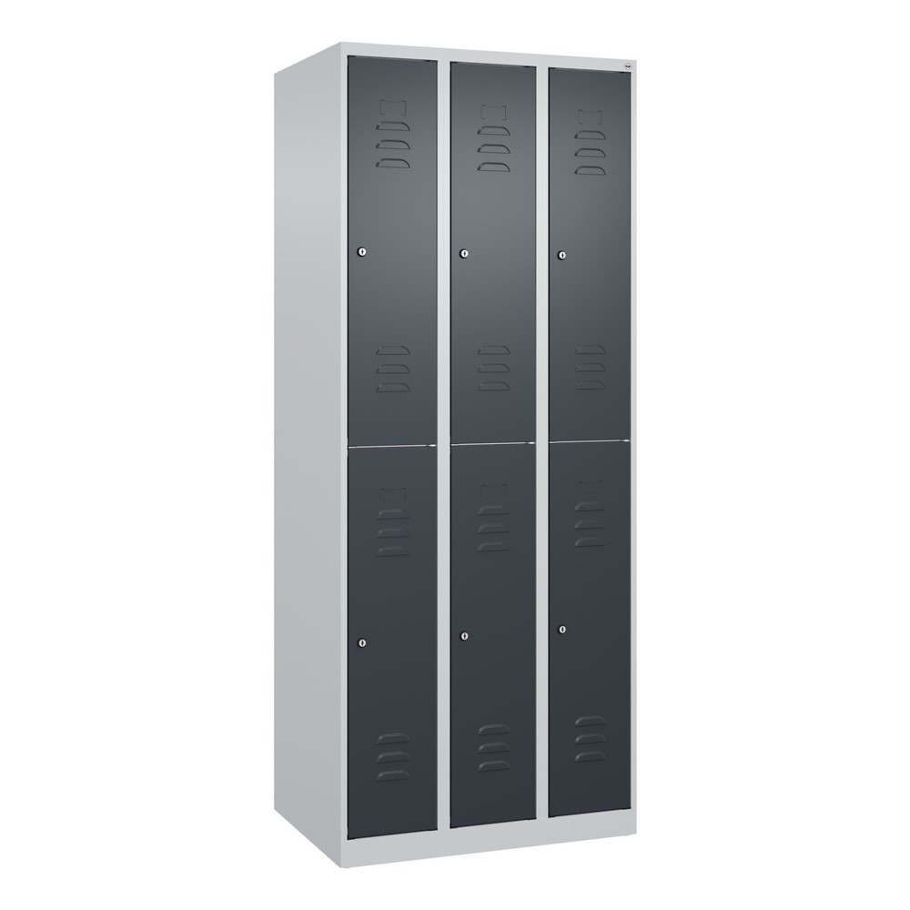 Produktabbildung: C+P Doppelstock-Spind Classic PLUS, 1-4 Abteile, 2-8 Fächer, HxT 1.850 x 500 mm, Zylinderschloss