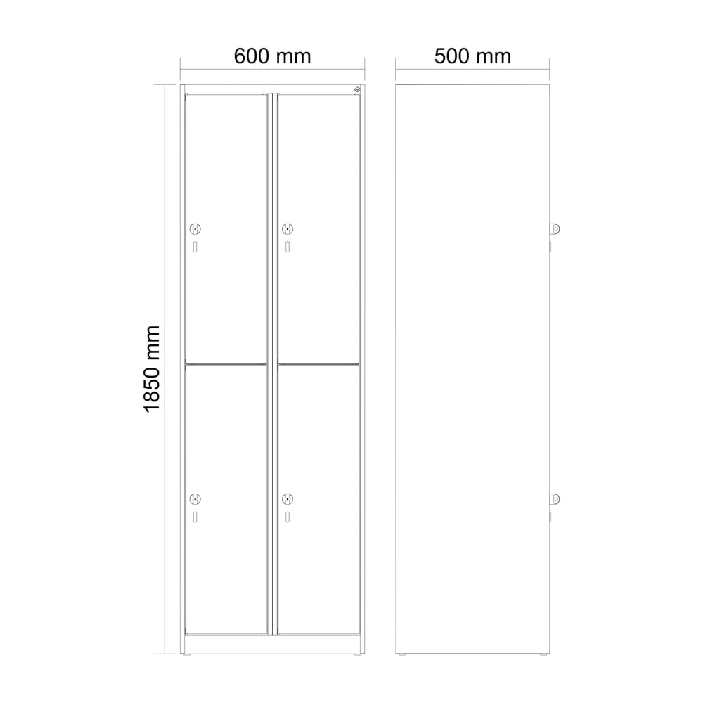 Produktabbildung Nr. 8: C+P Doppelstock-Spind Classic PLUS, 2 Abteile, HxBxT 1.850 x 600 x 500 mm, lichtgrau, clowngrün, Zylinderschloss, 4 Fächer