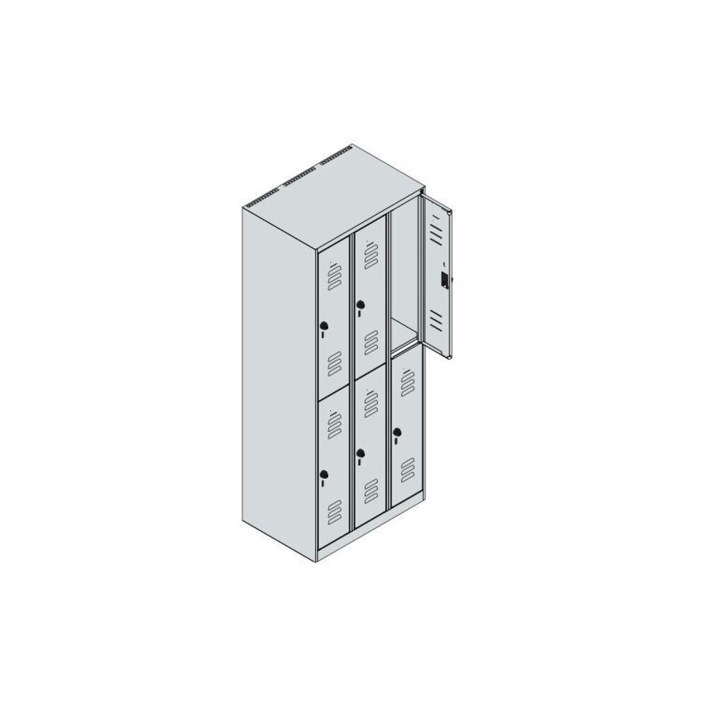 N° de l'image du produit 8 : C+P Doppelstock-Spind Classic PLUS, 3 Abteile, HxBxT 1.850 x 750 x 500 mm, lichtgrau, enzianblau, Zylinderschloss, 6 Fächer