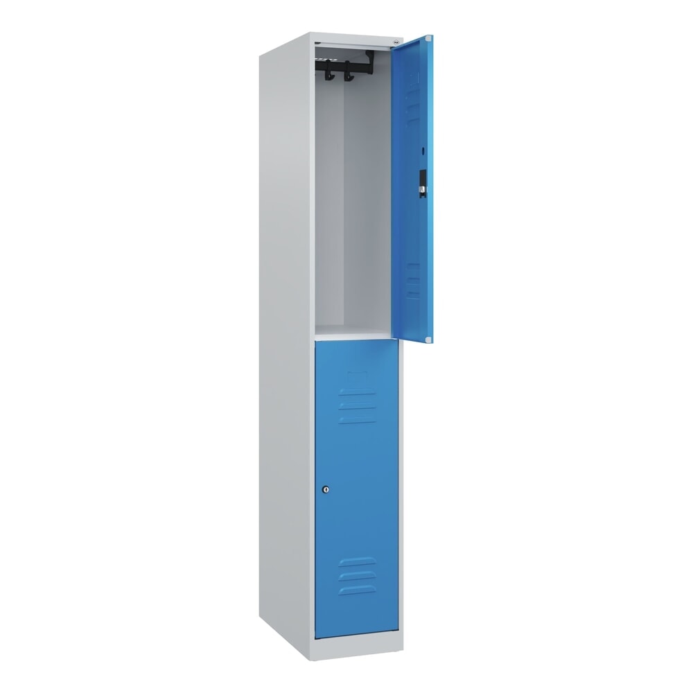 C+P Doppelstock-Spind Classic PLUS, 1 Abteil, HxBxT 1.850 x 300 x 500 mm, lichtgrau, lichtblau, Zylinderschloss, 2 Fächer N° de l'image du produit 1 : C+P Doppelstock-Spind Classic PLUS, 1 Abteil, HxBxT 1.850 x 300 x 500 mm, lichtgrau, lichtblau, Zylinderschloss, 2 Fächer