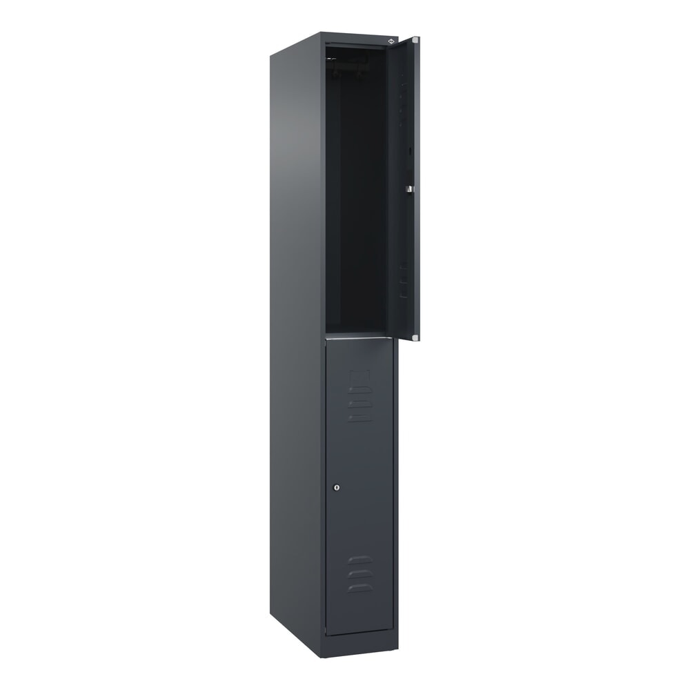 N° de l'image du produit 1 : C+P Doppelstock-Spind Classic PLUS, 1 Abteil, HxBxT 1.850 x 250 x 500 mm, anthrazitgrau, anthrazitgrau, Zylinderschloss, 2 Fächer