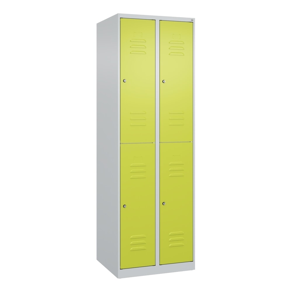 Produktabbildung Nr. 9: C+P Doppelstock-Spind Classic PLUS, 2 Abteile, HxBxT 1.850 x 600 x 500 mm, lichtgrau, clowngrün, Zylinderschloss, 4 Fächer