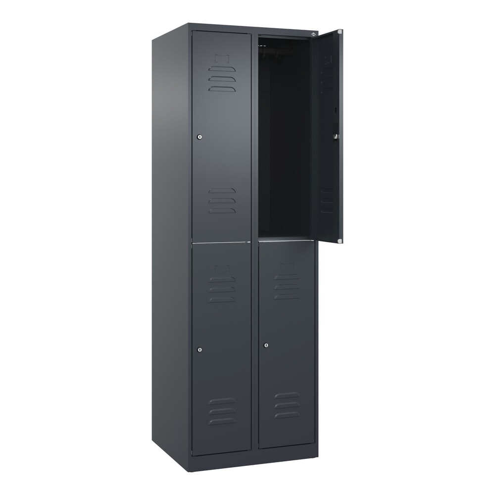 Produktabbildung: C+P Doppelstock-Spind Classic PLUS, 2 Abteile, HxBxT 1.850 x 600 x 500 mm, anthrazitgrau, anthrazitgrau, Zylinderschloss, 4 Fächer