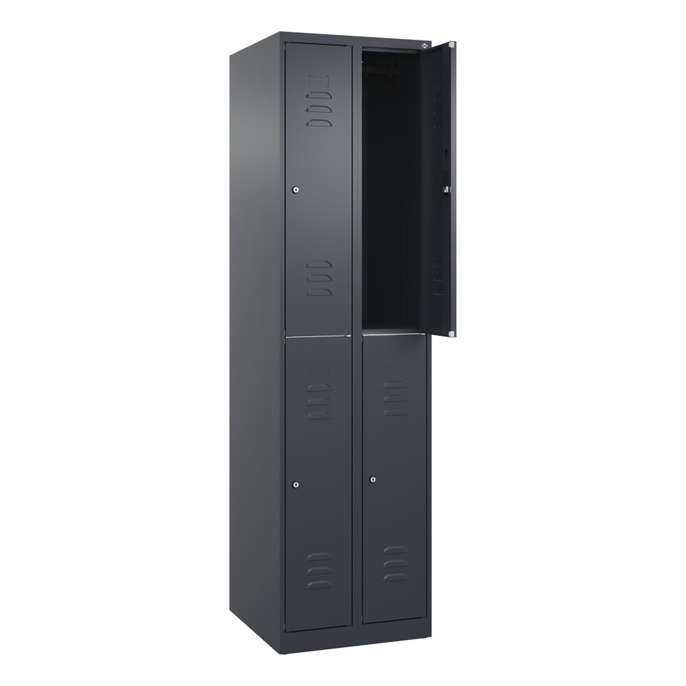 Produktabbildung Nr. 1: C+P Doppelstock-Spind Classic PLUS, 2 Abteile, HxBxT 1.850 x 500 x 500 mm, anthrazitgrau, anthrazitgrau, Zylinderschloss, 4 Fächer