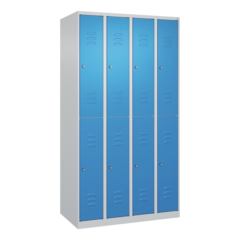 C+P Doppelstock-Spind Classic PLUS, 4 Abteile, HxBxT 1.850 x 1.000 x 500 mm, lichtgrau, lichtblau, Zylinderschloss, 8 Fächer Produktabbildung Nr. 9: C+P Doppelstock-Spind Classic PLUS, 4 Abteile, HxBxT 1.850 x 1.000 x 500 mm, lichtgrau, lichtblau, Zylinderschloss, 8 Fächer