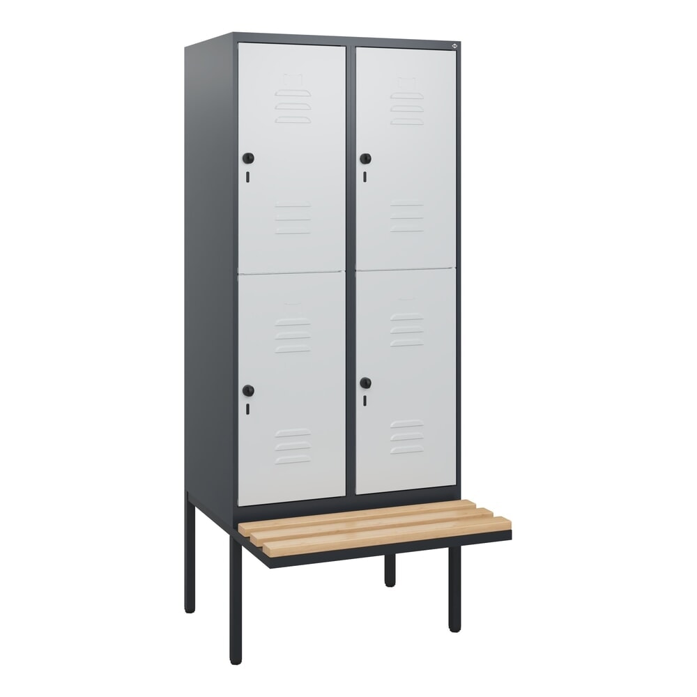 C+P Doppelstock-Spind Classic PLUS, 2 Abteile, HxBxT 1.950 x 800 x 815 mm, für Vorhängeschloss, auskragende Bank aus Buche, anthrazitgrau, lichtgrau N° de l'image du produit 9 : C+P Doppelstock-Spind Classic PLUS, 2 Abteile, HxBxT 1.950 x 800 x 815 mm, für Vorhängeschloss, auskragende Bank aus Buche, anthrazitgrau, lichtgrau