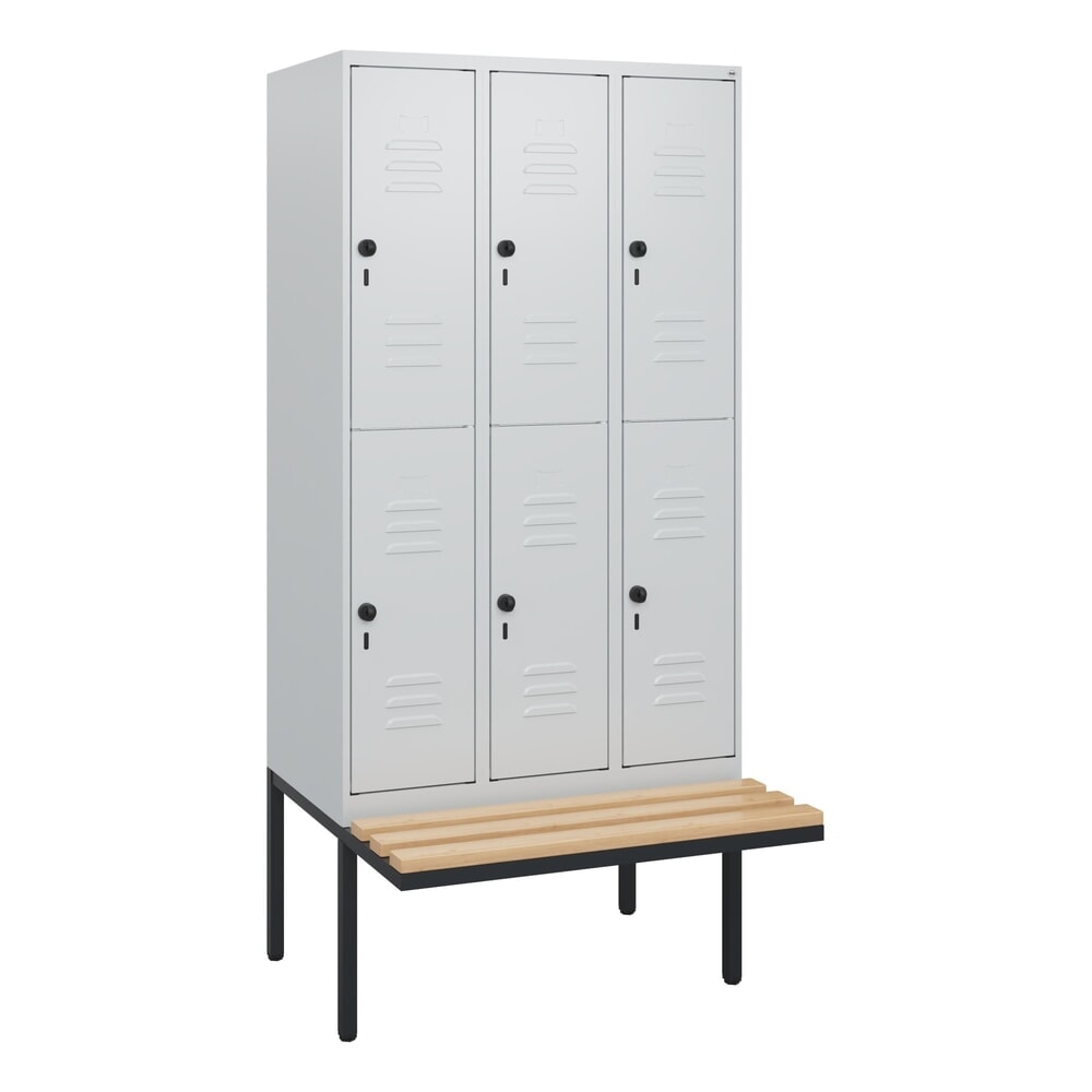 C+P Doppelstock-Spind Classic PLUS, 3 Abteile, HxBxT 1.950 x 900 x 815 mm, für Vorhängeschloss, auskragende Bank aus Buche, lichtgrau, lichtgrau N° de l'image du produit 9 : C+P Doppelstock-Spind Classic PLUS, 3 Abteile, HxBxT 1.950 x 900 x 815 mm, für Vorhängeschloss, auskragende Bank aus Buche, lichtgrau, lichtgrau