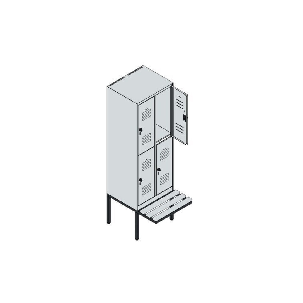C+P Doppelstock-Spind Classic PLUS, 2 Abteile, HxBxT 1.950 x 600 x 815 mm, Zylinderschloss, auskragende Bank aus Kunststoff, lichtgrau, lichtblau N° de l'image du produit 8 : C+P Doppelstock-Spind Classic PLUS, 2 Abteile, HxBxT 1.950 x 600 x 815 mm, Zylinderschloss, auskragende Bank aus Kunststoff, lichtgrau, lichtblau