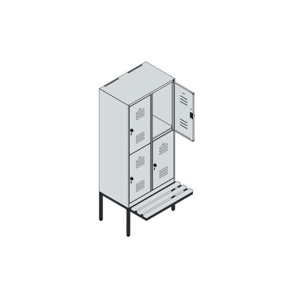C+P Doppelstock-Spind Classic PLUS, 2 Abteile, HxBxT 1.950 x 800 x 815 mm, für Vorhängeschloss, auskragende Bank aus Buche, lichtgrau, enzianblau N° de l'image du produit 8 : C+P Doppelstock-Spind Classic PLUS, 2 Abteile, HxBxT 1.950 x 800 x 815 mm, für Vorhängeschloss, auskragende Bank aus Buche, lichtgrau, enzianblau