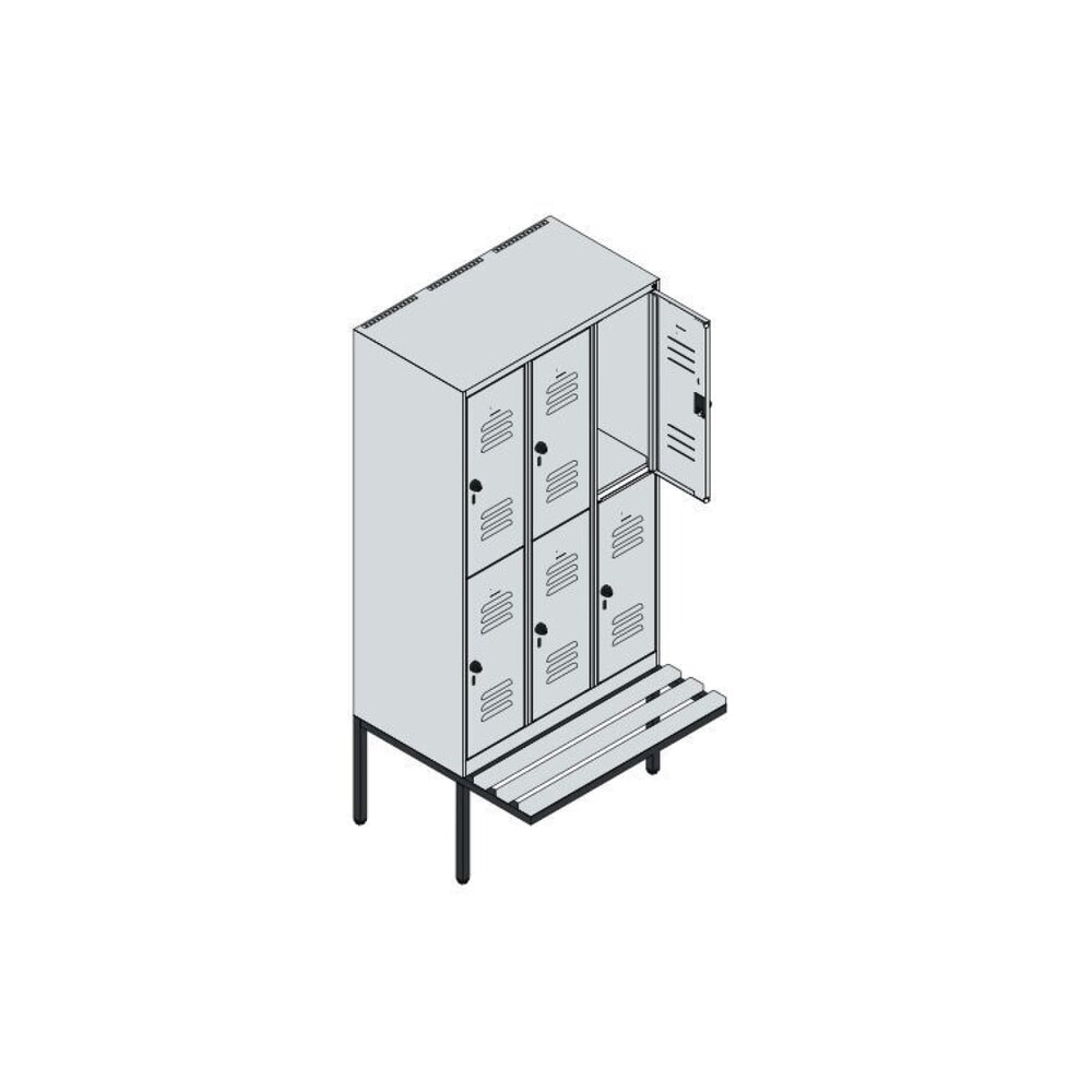 C+P Doppelstock-Spind Classic PLUS, 3 Abteile, HxBxT 1.950 x 900 x 815 mm, Zylinderschloss, auskragende Bank aus Buche, lichtgrau, anthrazitgrau N° de l'image du produit 8 : C+P Doppelstock-Spind Classic PLUS, 3 Abteile, HxBxT 1.950 x 900 x 815 mm, Zylinderschloss, auskragende Bank aus Buche, lichtgrau, anthrazitgrau