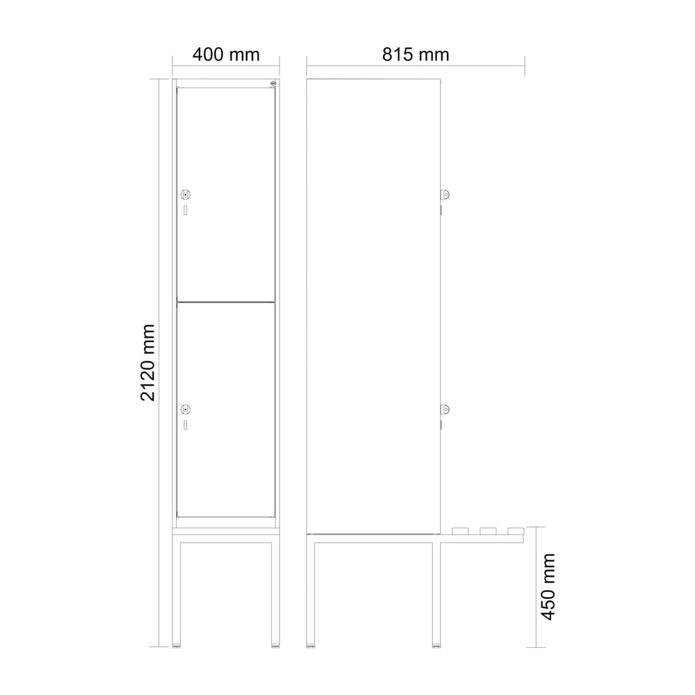 N° de l'image du produit 8 : C+P Doppelstock-Spind Classic PLUS, 1 Abteil, HxBxT 2.120 x 400 x 815 mm, Zylinderschloss, auskragende Bank aus Kunststoff, anthrazitgrau, lichtgrau