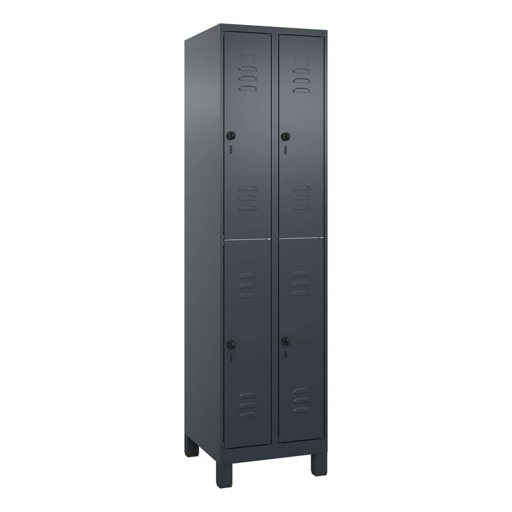 Produktabbildung: C+P Doppelstock-Spind Classic PLUS, Füsse, 2 Abteile, HxBxT 1.950 x 500 x 500 mm, anthrazitgrau, anthrazitgrau, 4 Fächer, für Vorhängeschloss