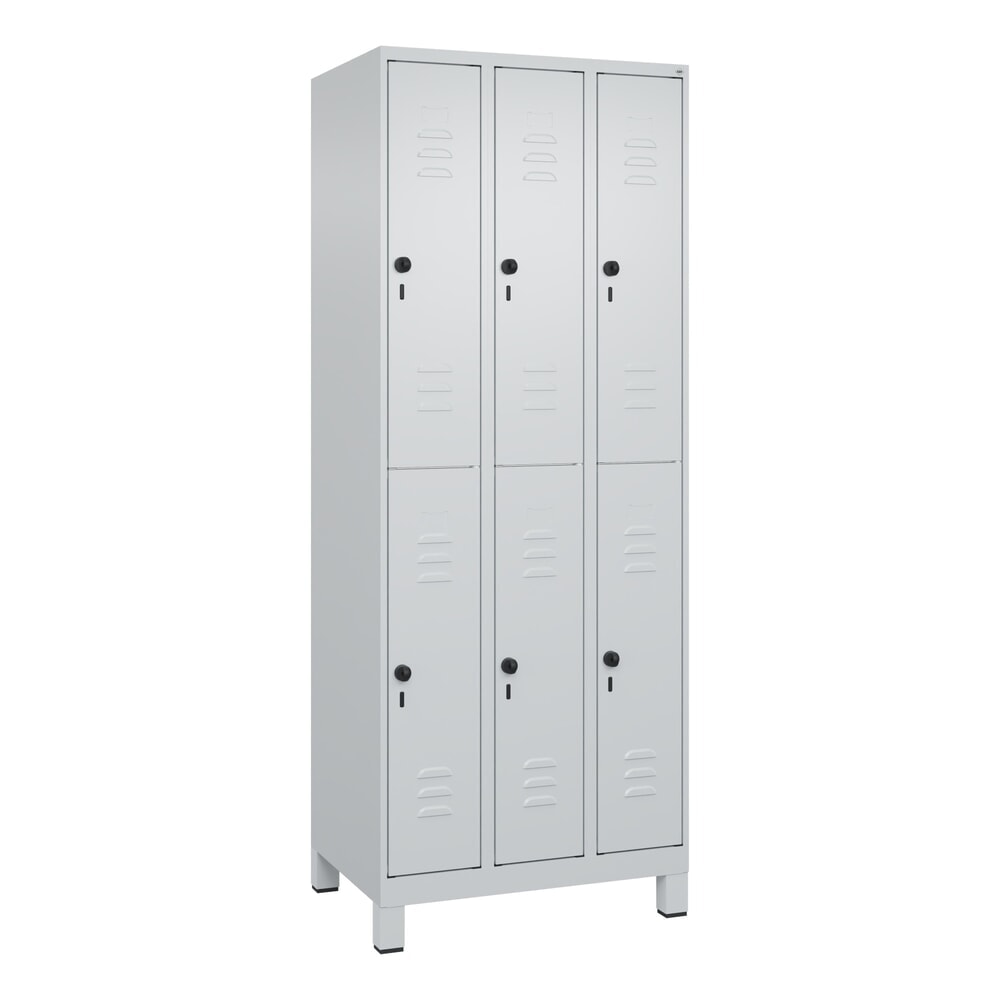 Produktabbildung Nr. 9: C+P Doppelstock-Spind Classic PLUS, Füsse, 3 Abteile, HxBxT 1.950 x 750 x 500 mm, lichtgrau, lichtgrau, 6 Fächer, für Vorhängeschloss