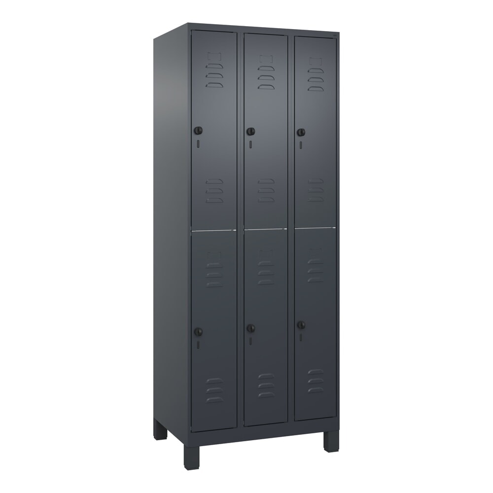 Produktabbildung Nr. 9: C+P Doppelstock-Spind Classic PLUS, Füsse, 3 Abteile, HxBxT 1.950 x 750 x 500 mm, anthrazitgrau, anthrazitgrau, 6 Fächer, für Vorhängeschloss