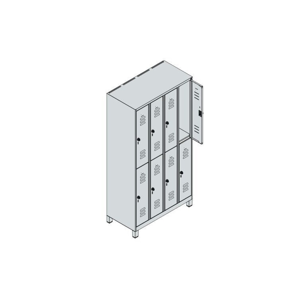C+P Doppelstock-Spind Classic PLUS, Füsse, 4 Abteile, HxBxT 1.950 x 1.000 x 500 mm, lichtgrau, anthrazitgrau, 8 Fächer, für Vorhängeschloss Produktabbildung Nr. 8: C+P Doppelstock-Spind Classic PLUS, Füsse, 4 Abteile, HxBxT 1.950 x 1.000 x 500 mm, lichtgrau, anthrazitgrau, 8 Fächer, für Vorhängeschloss