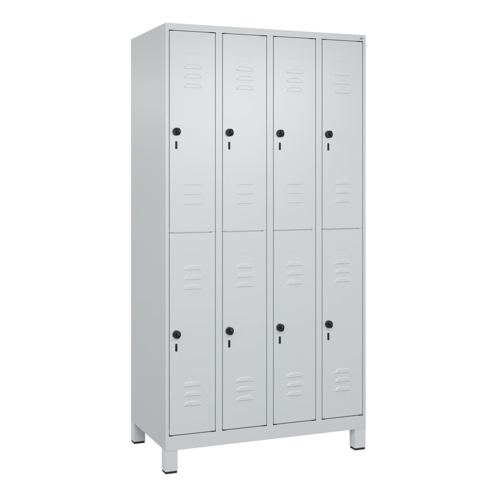 Produktabbildung Nr. 9: C+P Doppelstock-Spind Classic PLUS, Füsse, 4 Abteile, HxBxT 1.950 x 1.000 x 500 mm, lichtgrau, lichtgrau, 8 Fächer, für Vorhängeschloss