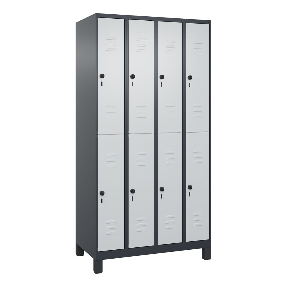 C+P Doppelstock-Spind Classic PLUS, Füsse, 4 Abteile, HxBxT 1.950 x 1.000 x 500 mm, anthrazitgrau, lichtgrau, 8 Fächer, für Vorhängeschloss Produktabbildung Nr. 9: C+P Doppelstock-Spind Classic PLUS, Füsse, 4 Abteile, HxBxT 1.950 x 1.000 x 500 mm, anthrazitgrau, lichtgrau, 8 Fächer, für Vorhängeschloss