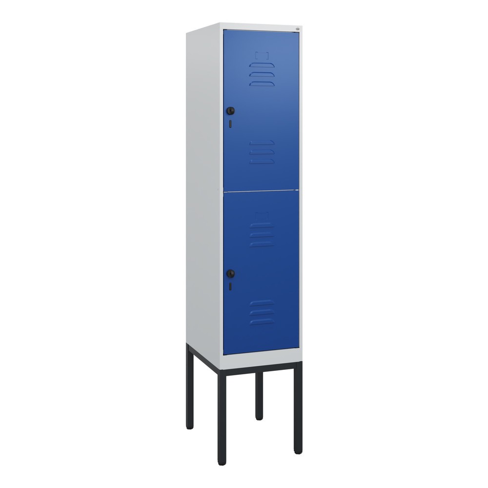 Produktabbildung: C+P Doppelstock-Spind Classic PLUS, Gestell, 1-4 Abteile, HxT 1.950 x 500 mm, für Vorhängeschloss