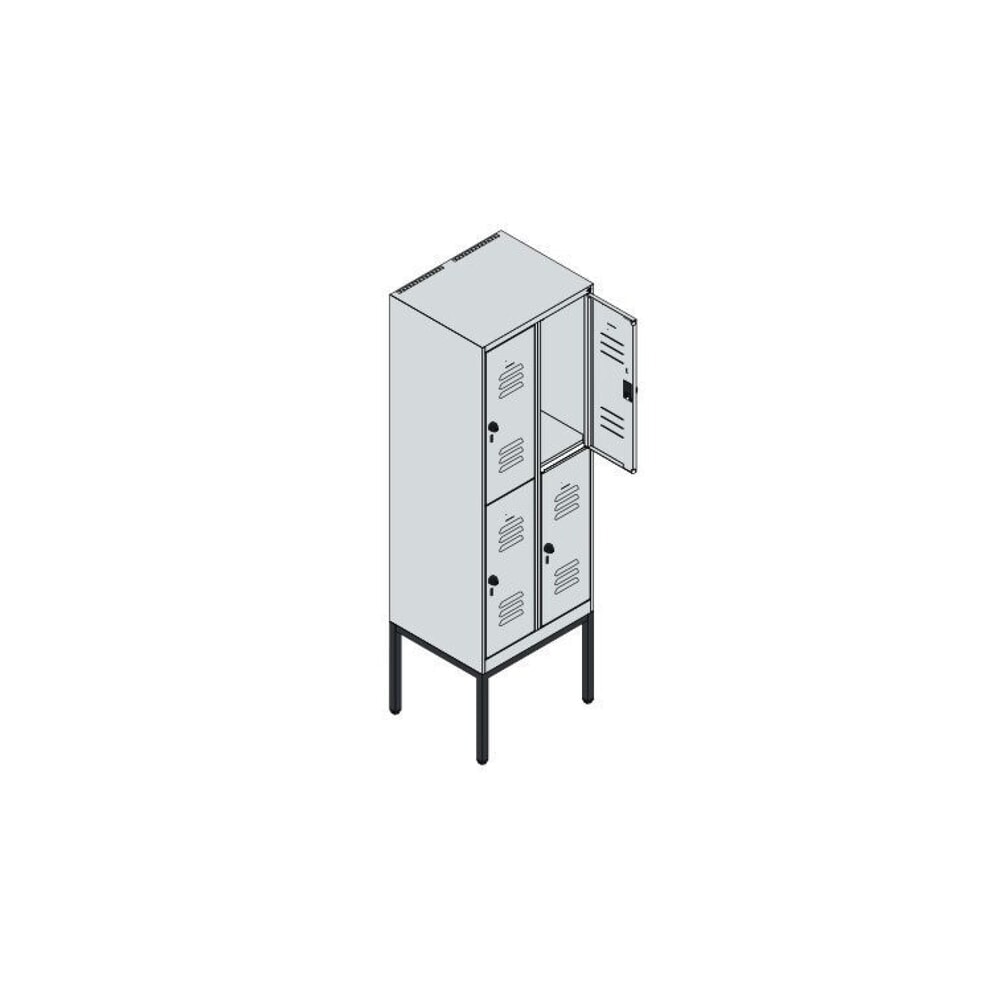 C+P Doppelstock-Spind Classic PLUS, Gestell, 2 Abteile, HxBxT 1.950 x 600 x 500 mm, lichtgrau, enzianblau, Zylinderschloss, 4 Fächer N° de l'image du produit 8 : C+P Doppelstock-Spind Classic PLUS, Gestell, 2 Abteile, HxBxT 1.950 x 600 x 500 mm, lichtgrau, enzianblau, Zylinderschloss, 4 Fächer
