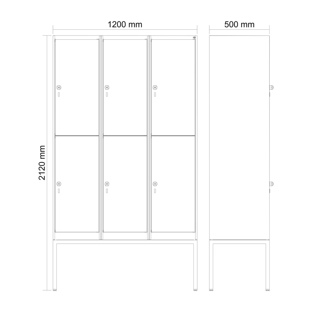 C+P Doppelstock-Spind Classic PLUS, Gestell, 3 Abteile, HxBxT 2.120 x 1.200 x 500 mm, lichtgrau, clowngrün, Zylinderschloss, 6 Fächer N° de l'image du produit 8 : C+P Doppelstock-Spind Classic PLUS, Gestell, 3 Abteile, HxBxT 2.120 x 1.200 x 500 mm, lichtgrau, clowngrün, Zylinderschloss, 6 Fächer