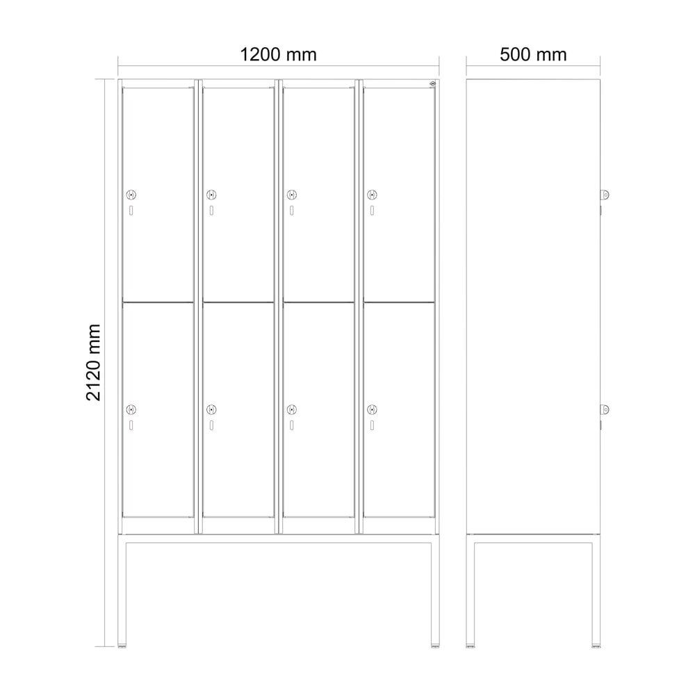 C+P Doppelstock-Spind Classic PLUS, Gestell, 4 Abteile, HxBxT 2.120 x 1.200 x 500 mm, lichtgrau, anthrazitgrau, für Vorhängeschloss, 8 Fächer N° de l'image du produit 8 : C+P Doppelstock-Spind Classic PLUS, Gestell, 4 Abteile, HxBxT 2.120 x 1.200 x 500 mm, lichtgrau, anthrazitgrau, für Vorhängeschloss, 8 Fächer