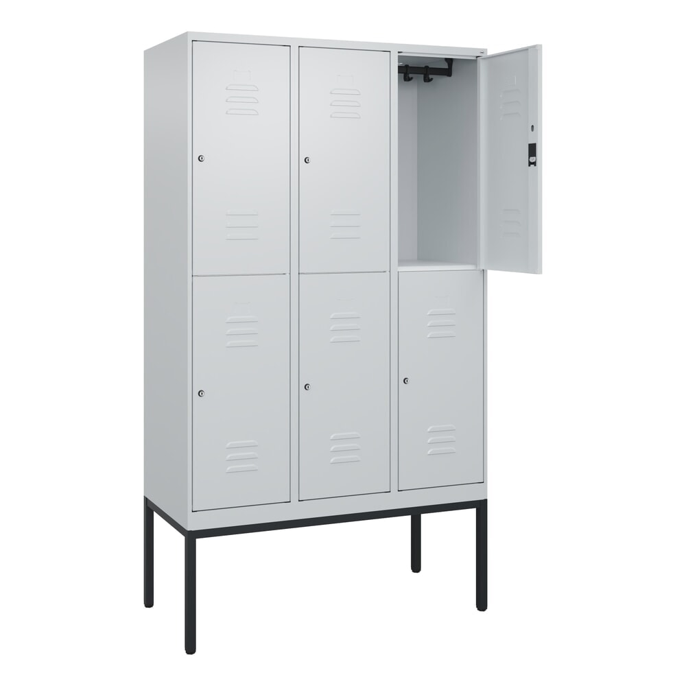 C+P Doppelstock-Spind Classic PLUS, Gestell, 3 Abteile, HxBxT 2.120 x 1.200 x 500 mm, lichtgrau, lichtgrau, Zylinderschloss, 6 Fächer Illustration du produit: C+P Doppelstock-Spind Classic PLUS, Gestell, 3 Abteile, HxBxT 2.120 x 1.200 x 500 mm, lichtgrau, lichtgrau, Zylinderschloss, 6 Fächer