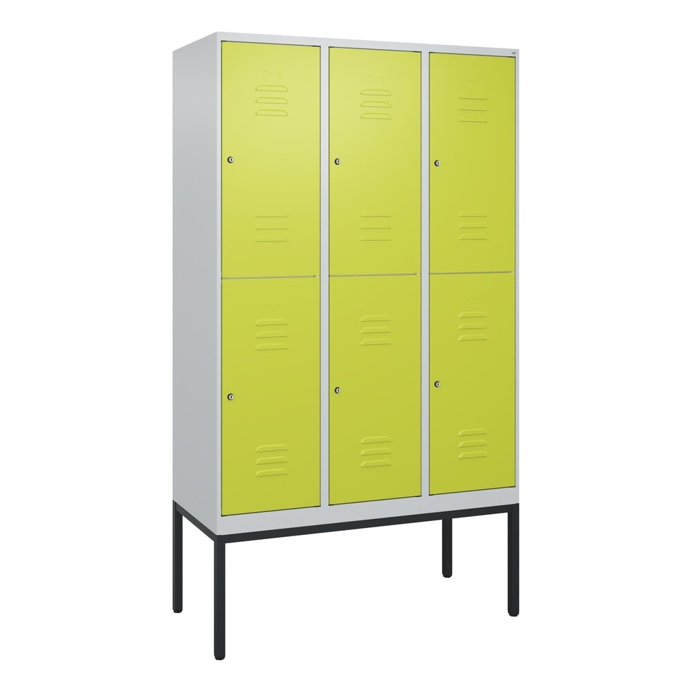 C+P Doppelstock-Spind Classic PLUS, Gestell, 3 Abteile, HxBxT 2.120 x 1.200 x 500 mm, lichtgrau, clowngrün, Zylinderschloss, 6 Fächer N° de l'image du produit 9 : C+P Doppelstock-Spind Classic PLUS, Gestell, 3 Abteile, HxBxT 2.120 x 1.200 x 500 mm, lichtgrau, clowngrün, Zylinderschloss, 6 Fächer