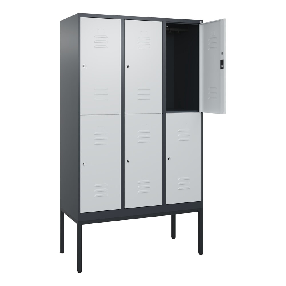 C+P Doppelstock-Spind Classic PLUS, Gestell, 3 Abteile, HxBxT 2.120 x 1.200 x 500 mm, anthrazitgrau, lichtgrau, Zylinderschloss, 6 Fächer Illustration du produit: C+P Doppelstock-Spind Classic PLUS, Gestell, 3 Abteile, HxBxT 2.120 x 1.200 x 500 mm, anthrazitgrau, lichtgrau, Zylinderschloss, 6 Fächer