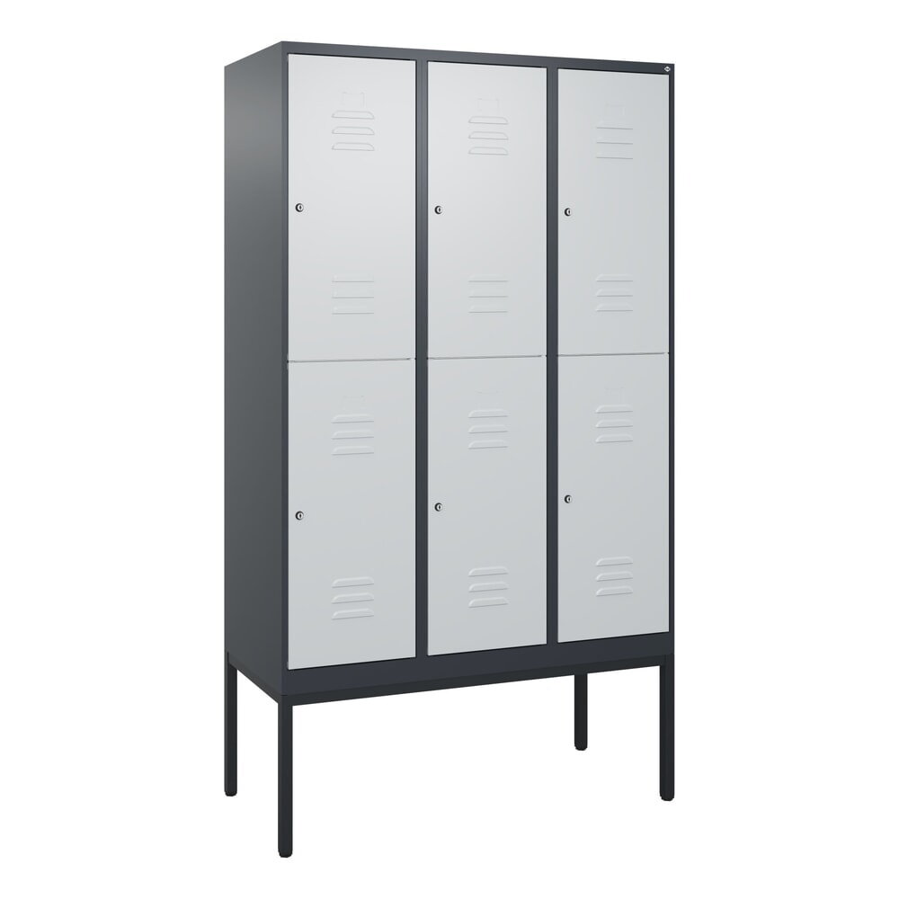 C+P Doppelstock-Spind Classic PLUS, Gestell, 3 Abteile, HxBxT 2.120 x 1.200 x 500 mm, anthrazitgrau, lichtgrau, Zylinderschloss, 6 Fächer N° de l'image du produit 9 : C+P Doppelstock-Spind Classic PLUS, Gestell, 3 Abteile, HxBxT 2.120 x 1.200 x 500 mm, anthrazitgrau, lichtgrau, Zylinderschloss, 6 Fächer