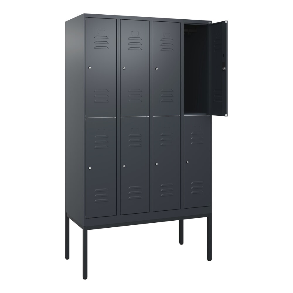 Illustration du produit: C+P Doppelstock-Spind Classic PLUS, Gestell, 4 Abteile, HxBxT 2.120 x 1.200 x 500 mm, anthrazitgrau, anthrazitgrau, Zylinderschloss, 8 Fächer