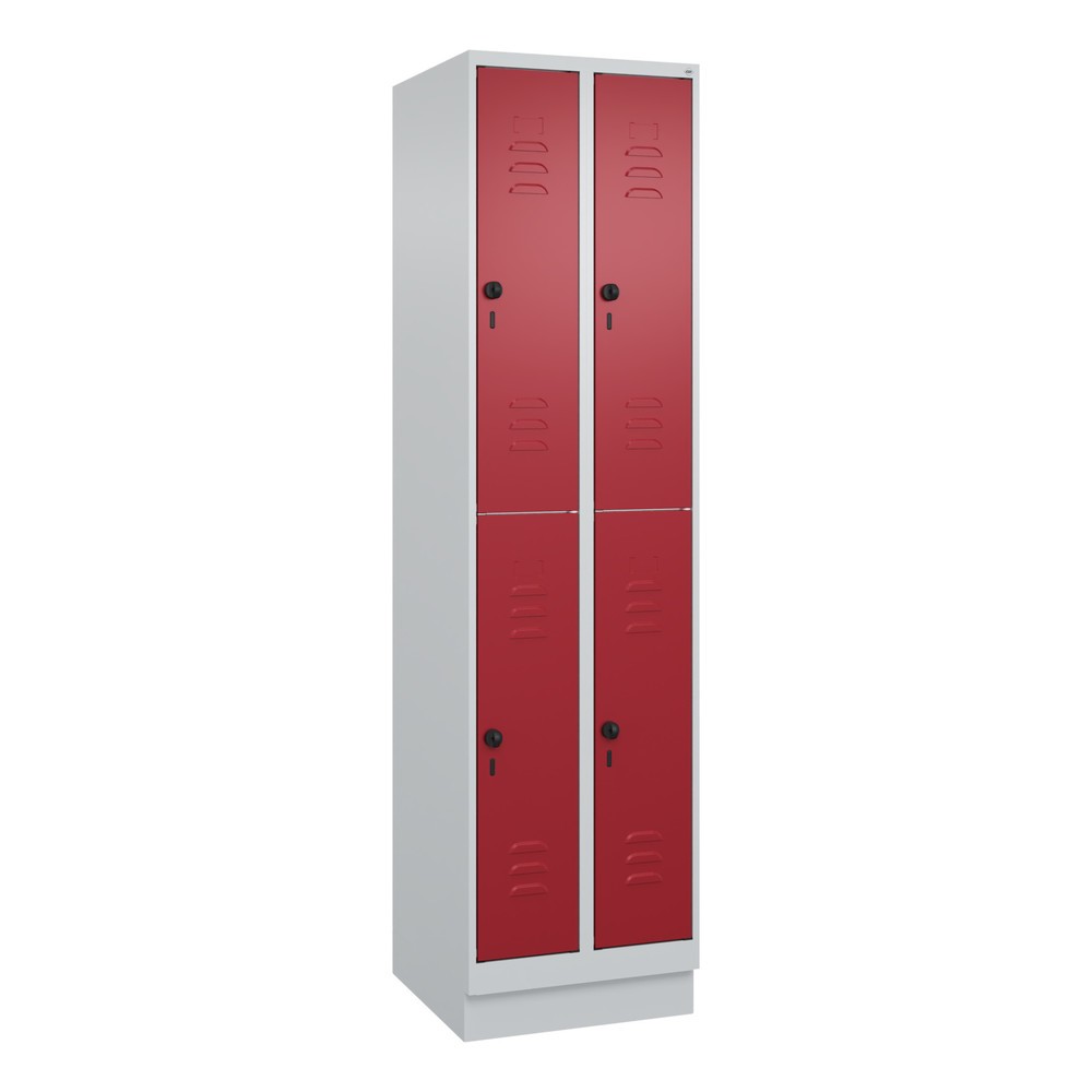 Produktabbildung: C+P Doppelstock-Spind Classic PLUS, Sockel, 1-4 Abteile, HxT 1.950 x 500 mm, für Vorhängeschloss