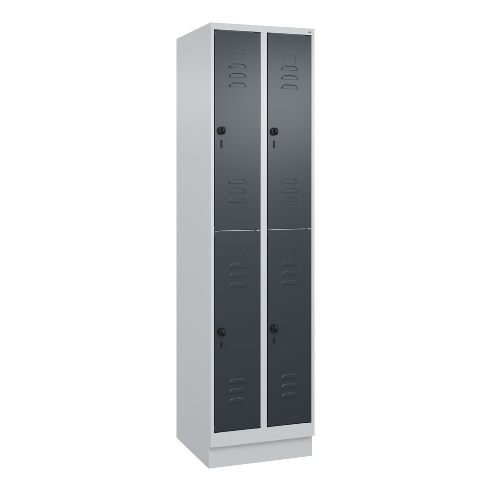 Produktabbildung: C+P Doppelstock-Spind Classic PLUS, Sockel, 1-4 Abteile, HxT 1.950 x 500 mm, für Vorhängeschloss
