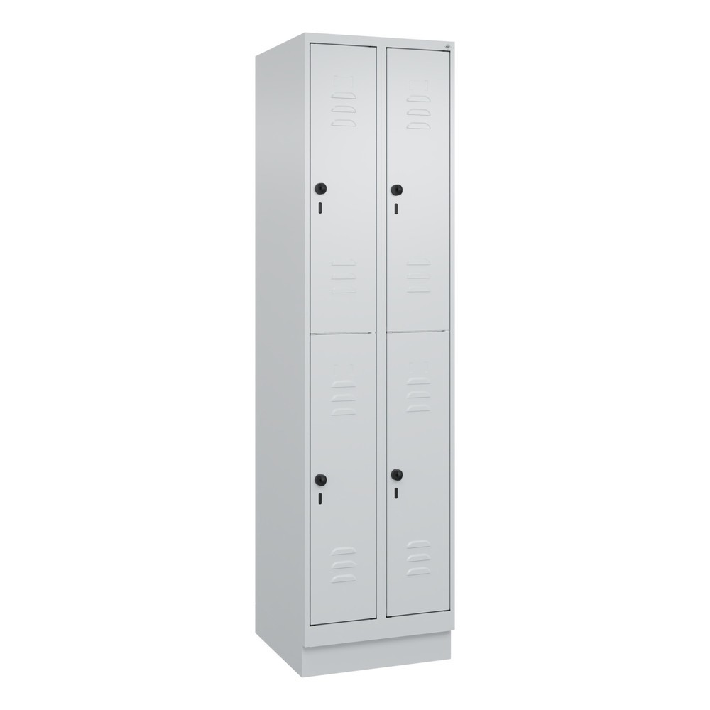 Produktabbildung: C+P Doppelstock-Spind Classic PLUS, Sockel, 1-4 Abteile, HxT 1.950 x 500 mm, für Vorhängeschloss