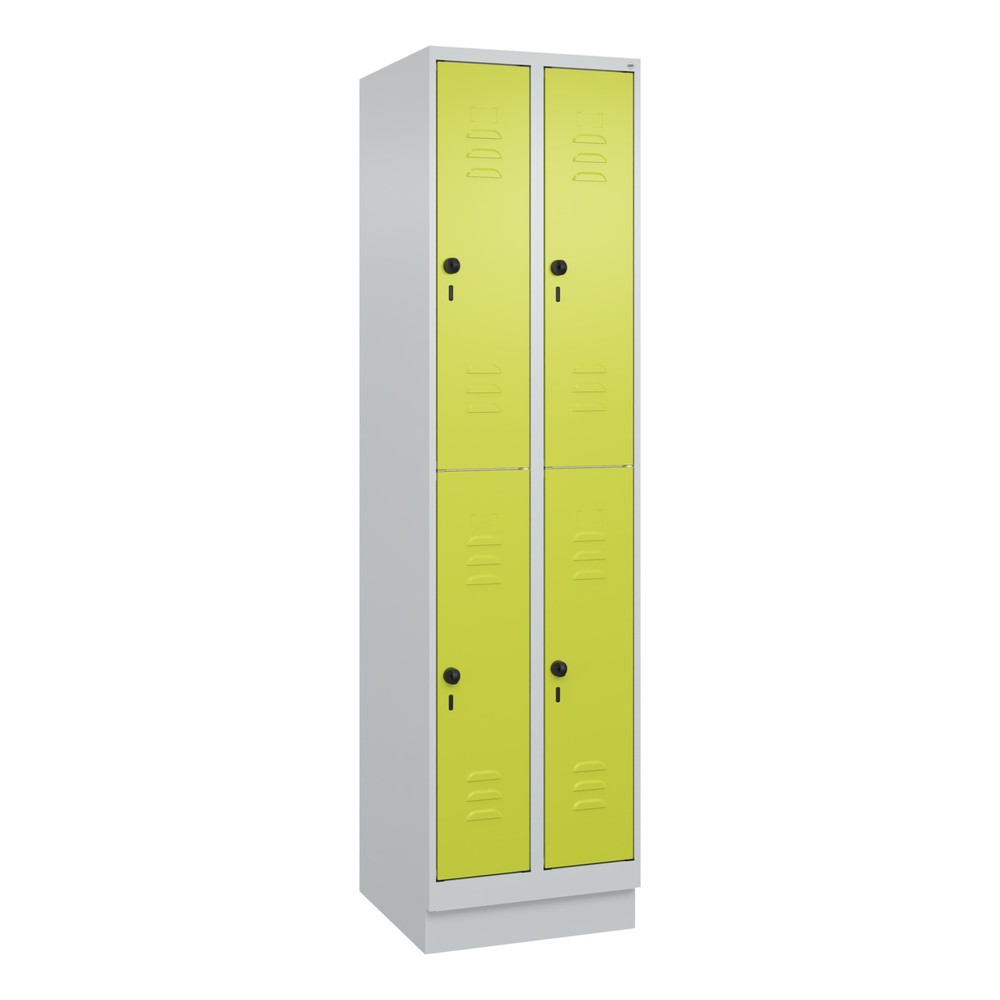 Produktabbildung: C+P Doppelstock-Spind Classic PLUS, Sockel, 1-4 Abteile, HxT 1.950 x 500 mm, für Vorhängeschloss