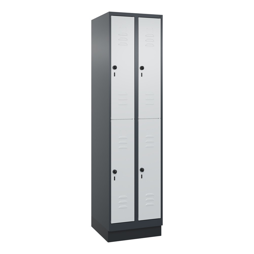 Produktabbildung: C+P Doppelstock-Spind Classic PLUS, Sockel, 1-4 Abteile, HxT 1.950 x 500 mm, für Vorhängeschloss