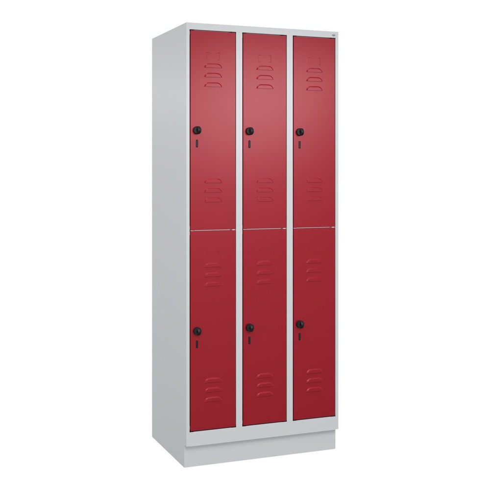 Produktabbildung: C+P Doppelstock-Spind Classic PLUS, Sockel, 1-4 Abteile, HxT 1.950 x 500 mm, für Vorhängeschloss