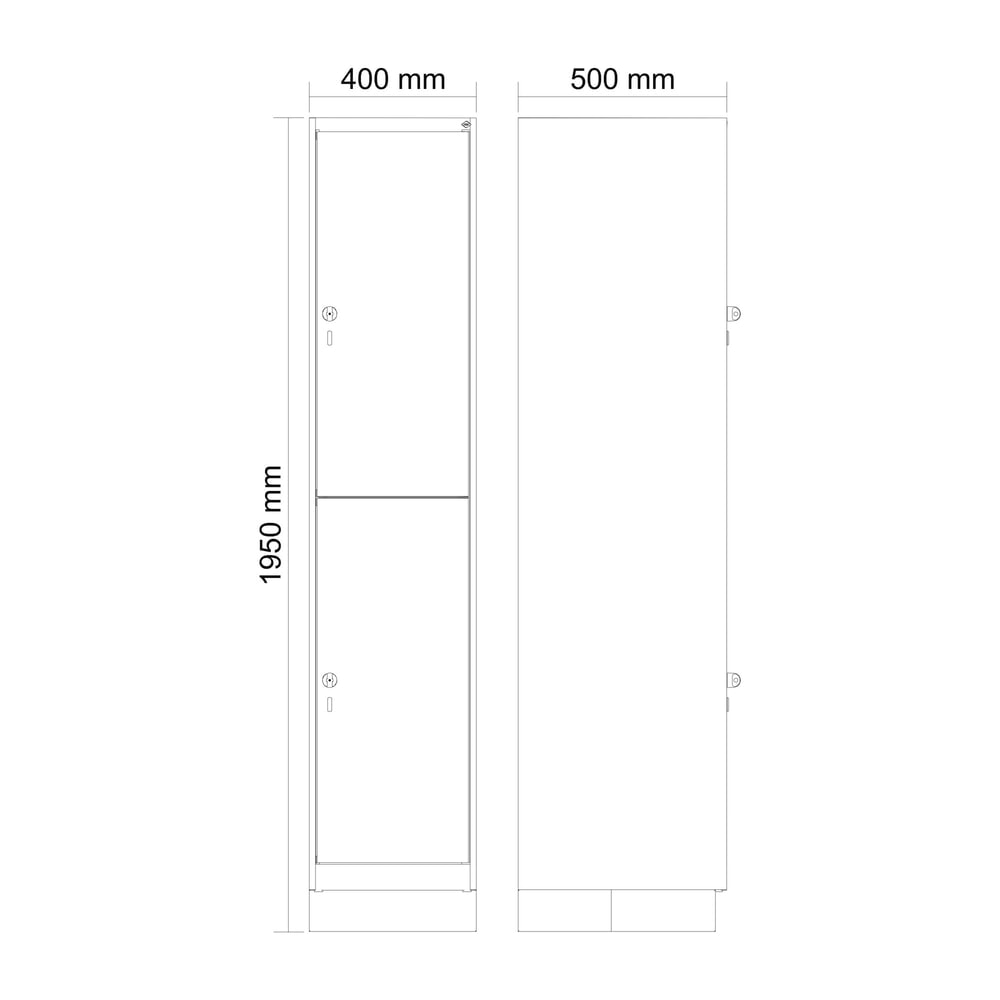 Produktabbildung Nr. 8: C+P Doppelstock-Spind Classic PLUS, Sockel, 1 Abteil, HxBxT 1.950 x 400 x 500 mm, lichtgrau, lichtgrau, 2 Fächer, für Vorhängeschloss