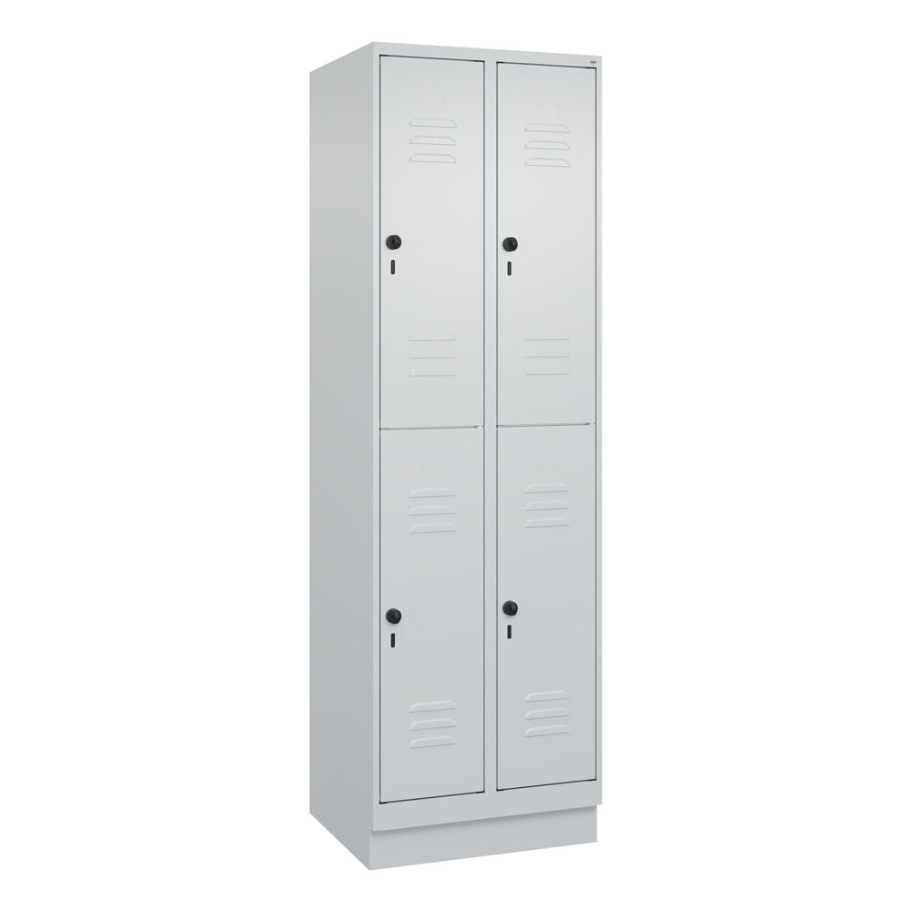 Produktabbildung Nr. 9: C+P Doppelstock-Spind Classic PLUS, Sockel, 2 Abteile, HxBxT 1.950 x 600 x 500 mm, lichtgrau, lichtgrau, 4 Fächer, für Vorhängeschloss
