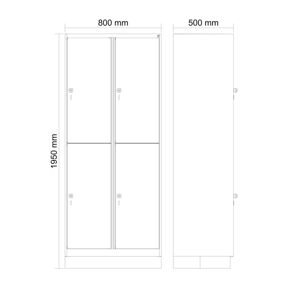 Produktabbildung Nr. 8: C+P Doppelstock-Spind Classic PLUS, Sockel, 2 Abteile, HxBxT 1.950 x 800 x 500 mm, lichtgrau, anthrazitgrau, 4 Fächer, für Vorhängeschloss
