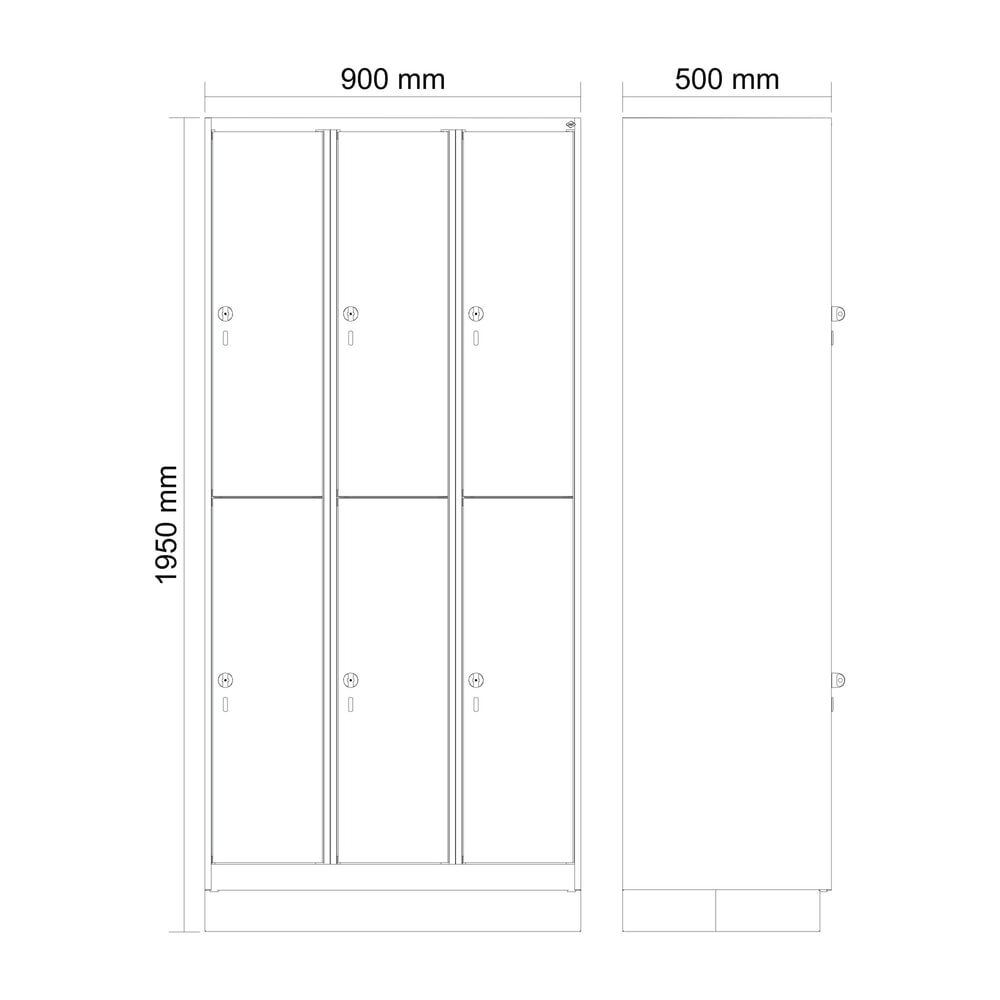 C+P Doppelstock-Spind Classic PLUS, Sockel, 3 Abteile, HxBxT 1.950 x 900 x 500 mm, anthrazitgrau, anthrazitgrau, 6 Fächer, für Vorhängeschloss N° de l'image du produit 8 : C+P Doppelstock-Spind Classic PLUS, Sockel, 3 Abteile, HxBxT 1.950 x 900 x 500 mm, anthrazitgrau, anthrazitgrau, 6 Fächer, für Vorhängeschloss