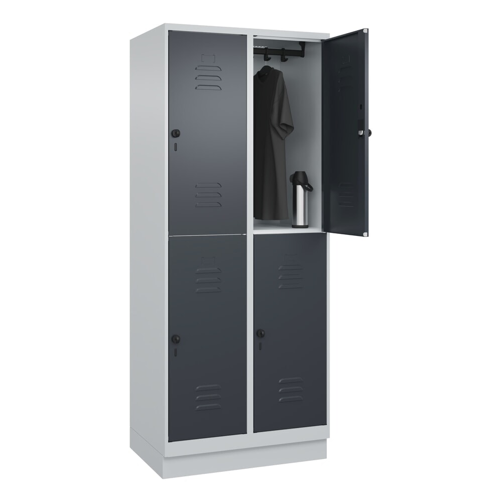 Produktabbildung Nr. 10: C+P Doppelstock-Spind Classic PLUS, Sockel, 2 Abteile, HxBxT 1.950 x 800 x 500 mm, lichtgrau, anthrazitgrau, 4 Fächer, für Vorhängeschloss