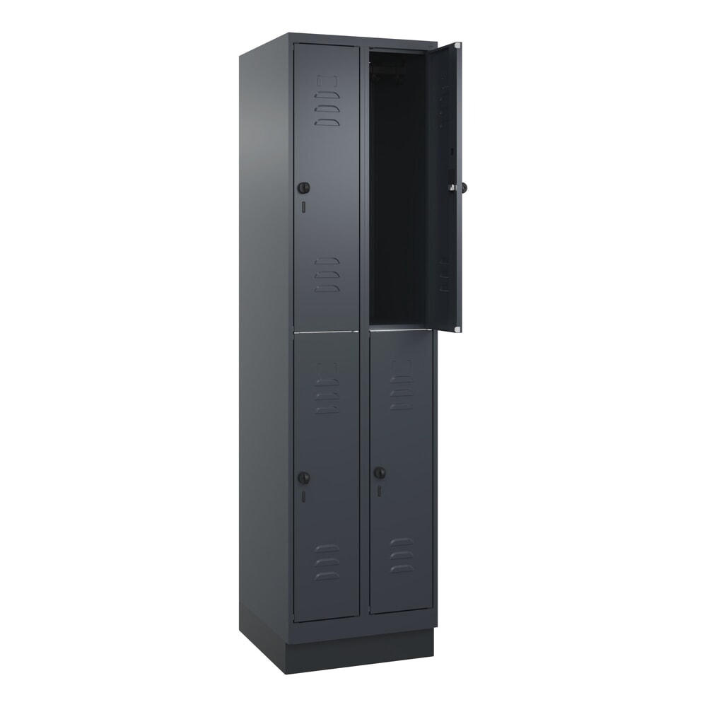 C+P Doppelstock-Spind Classic PLUS, Sockel, 2 Abteile, HxBxT 1.950 x 500 x 500 mm, anthrazitgrau, anthrazitgrau, 4 Fächer, für Vorhängeschloss Illustration du produit: C+P Doppelstock-Spind Classic PLUS, Sockel, 2 Abteile, HxBxT 1.950 x 500 x 500 mm, anthrazitgrau, anthrazitgrau, 4 Fächer, für Vorhängeschloss