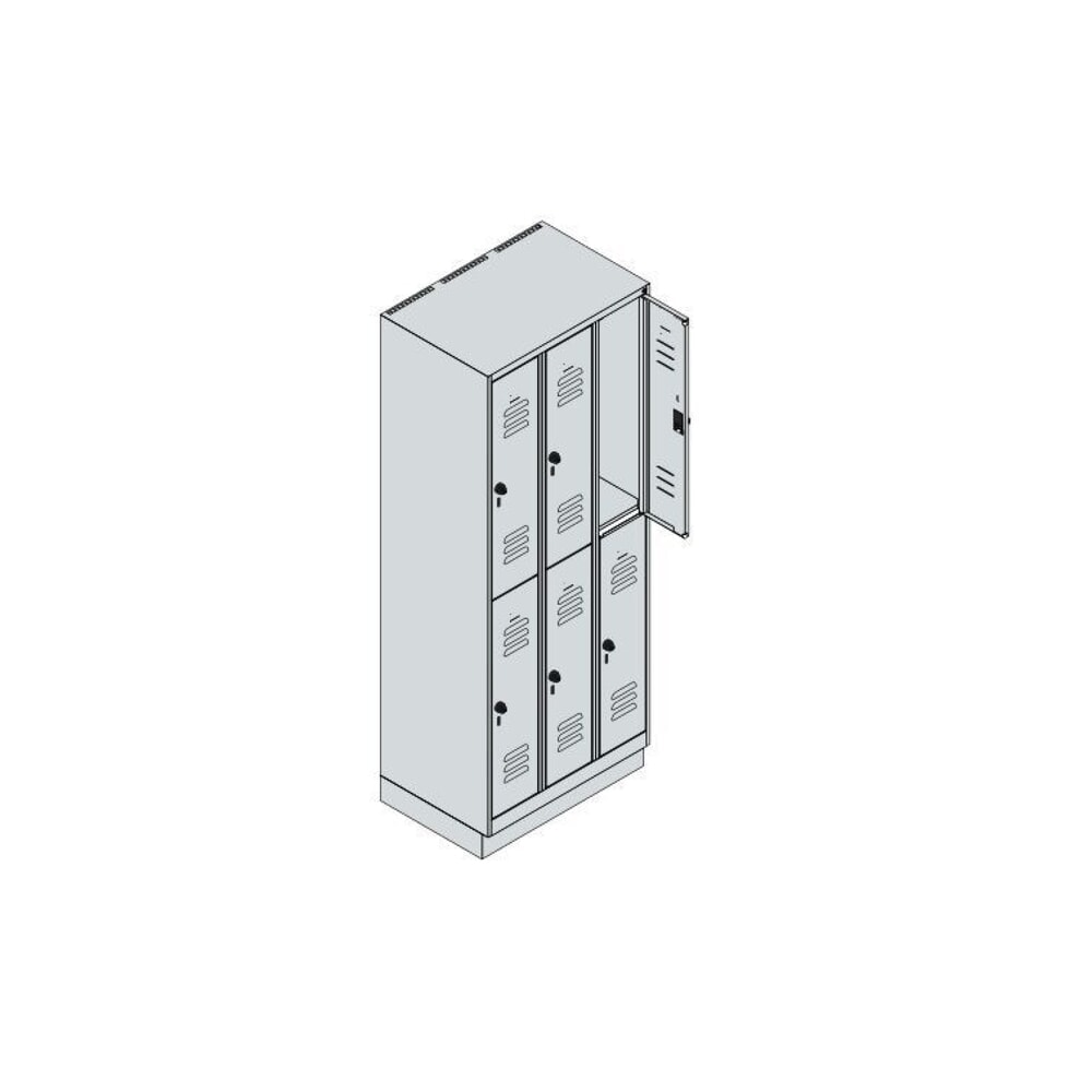 N° de l'image du produit 8 : C+P Doppelstock-Spind Classic PLUS, Sockel, 3 Abteile, HxBxT 1.950 x 750 x 500 mm, anthrazitgrau, lichtgrau, 6 Fächer, für Vorhängeschloss