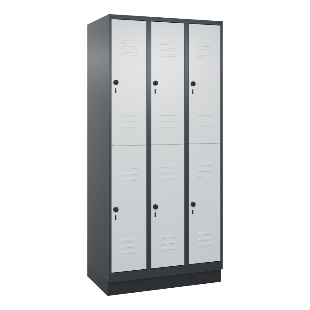 C+P Doppelstock-Spind Classic PLUS, Sockel, 3 Abteile, HxBxT 1.950 x 900 x 500 mm, anthrazitgrau, lichtgrau, 6 Fächer, für Vorhängeschloss N° de l'image du produit 9 : C+P Doppelstock-Spind Classic PLUS, Sockel, 3 Abteile, HxBxT 1.950 x 900 x 500 mm, anthrazitgrau, lichtgrau, 6 Fächer, für Vorhängeschloss