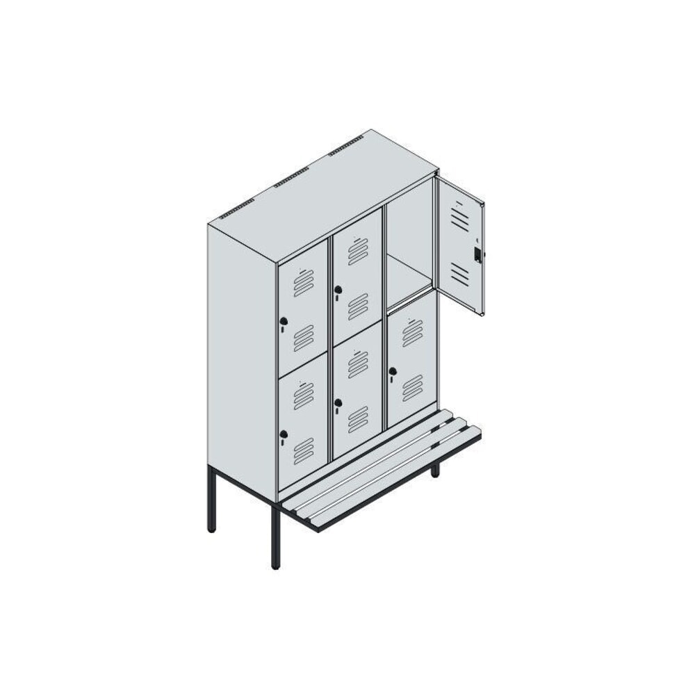 C+P Doppelstock-Spind Classic PLUS, 3 Abteile, HxBxT 1.950 x 1.200 x 815 mm, für Vorhängeschloss, auskragende Bank aus Buche, lichtgrau, lichtblau N° de l'image du produit 8 : C+P Doppelstock-Spind Classic PLUS, 3 Abteile, HxBxT 1.950 x 1.200 x 815 mm, für Vorhängeschloss, auskragende Bank aus Buche, lichtgrau, lichtblau